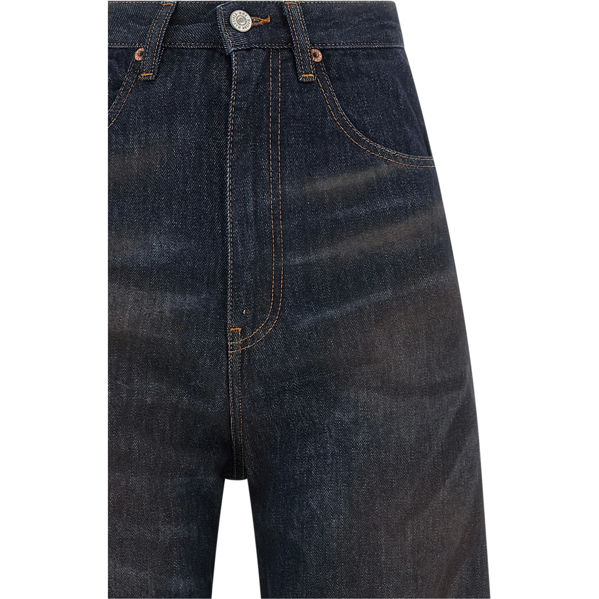 Blue Cotton High-Waisted Jean