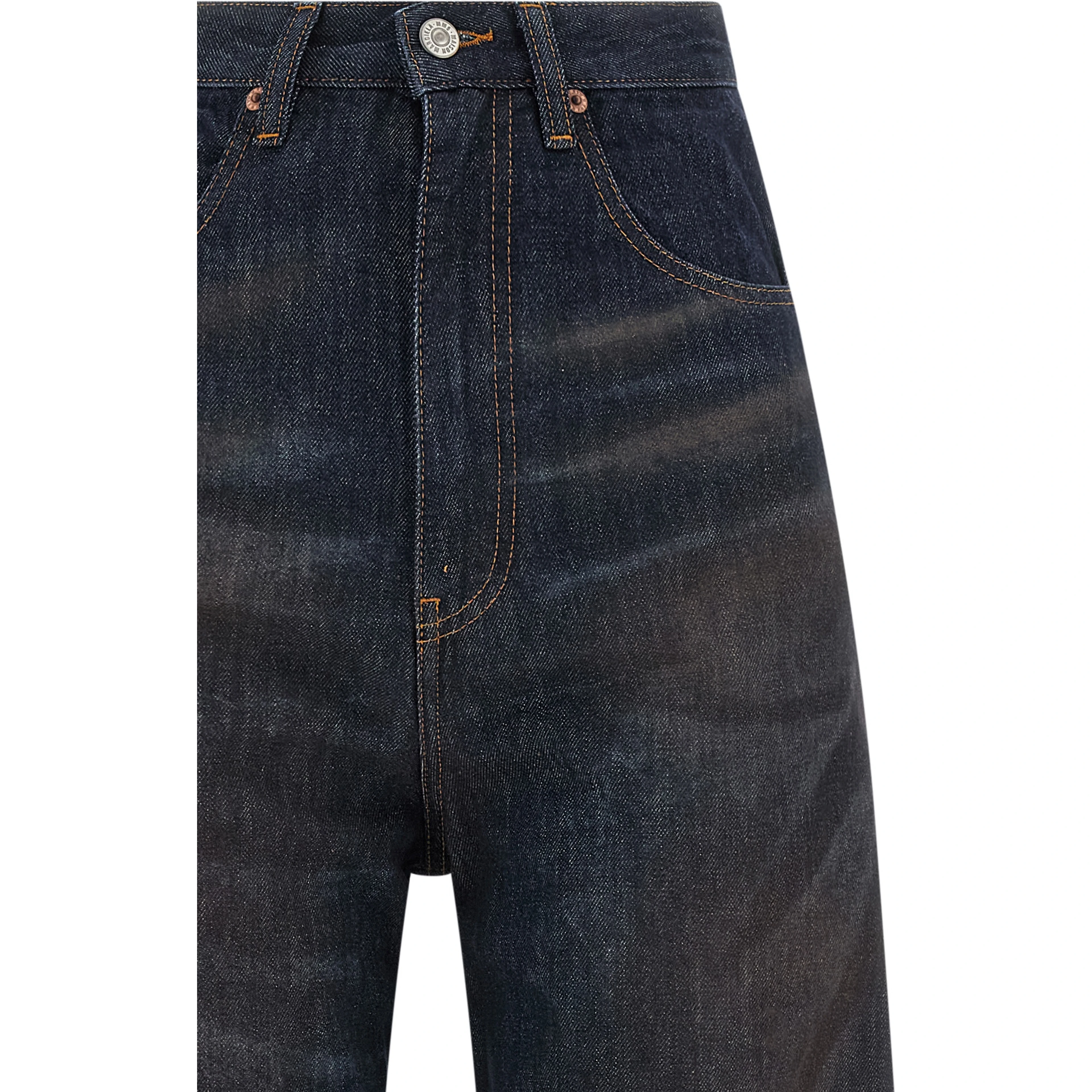 Blue Cotton High-Waisted Jean
