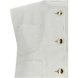 White Cotton Sleeveless Jacket