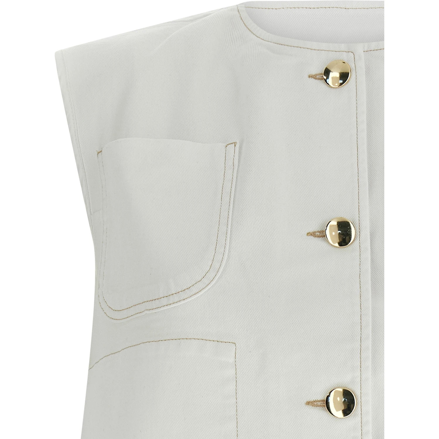 White Cotton Sleeveless Jacket