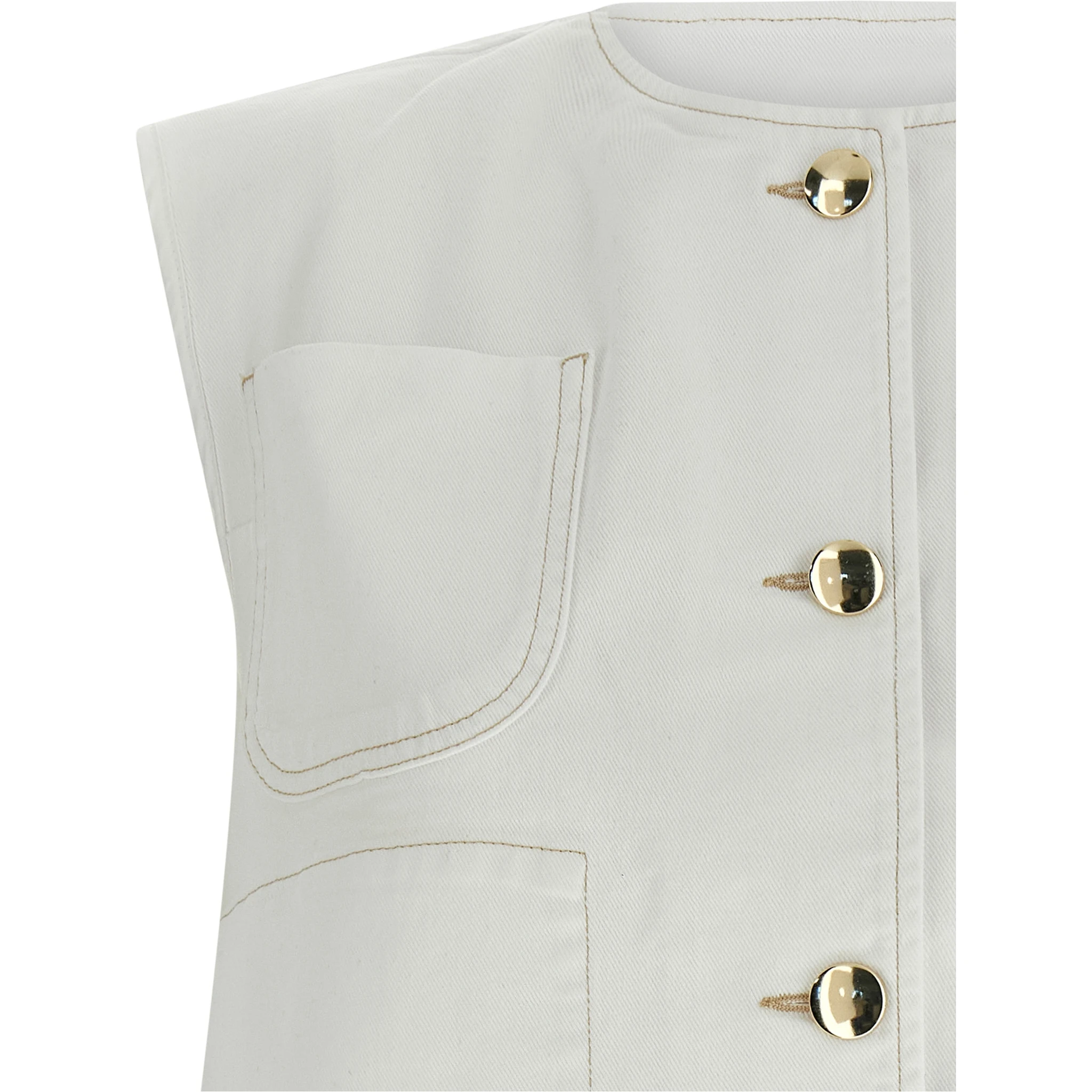 White Cotton Sleeveless Jacket