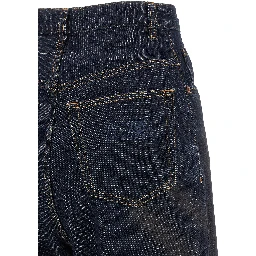 Blue Cotton High-Waisted Jean