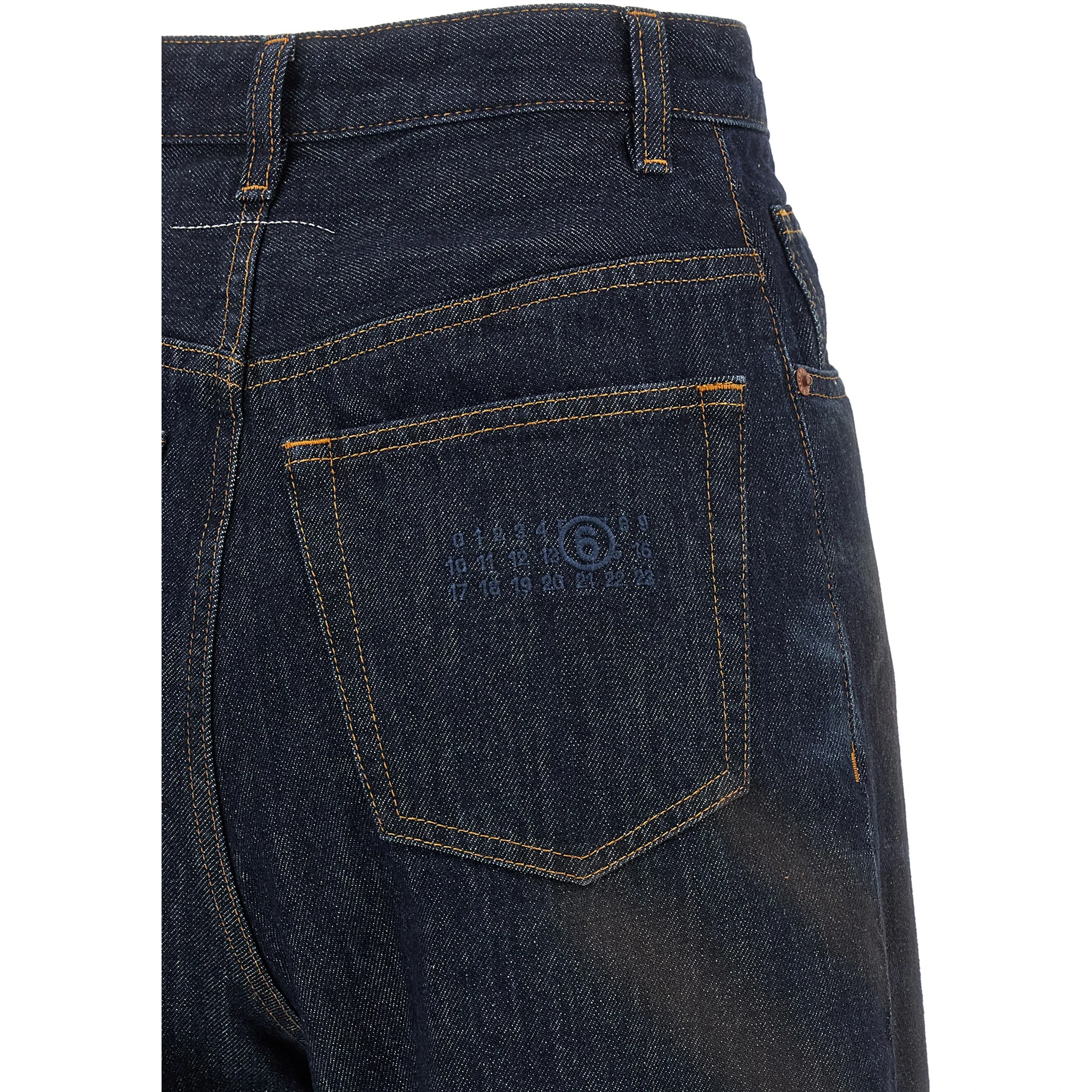 Blue Cotton High-Waisted Jean