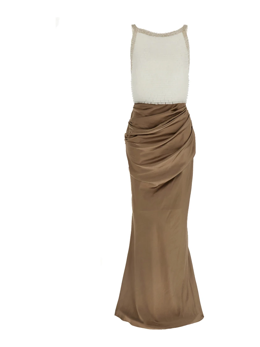 Multicolor Polyester Long Dress