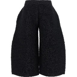 Black Polyester Cropped Pants