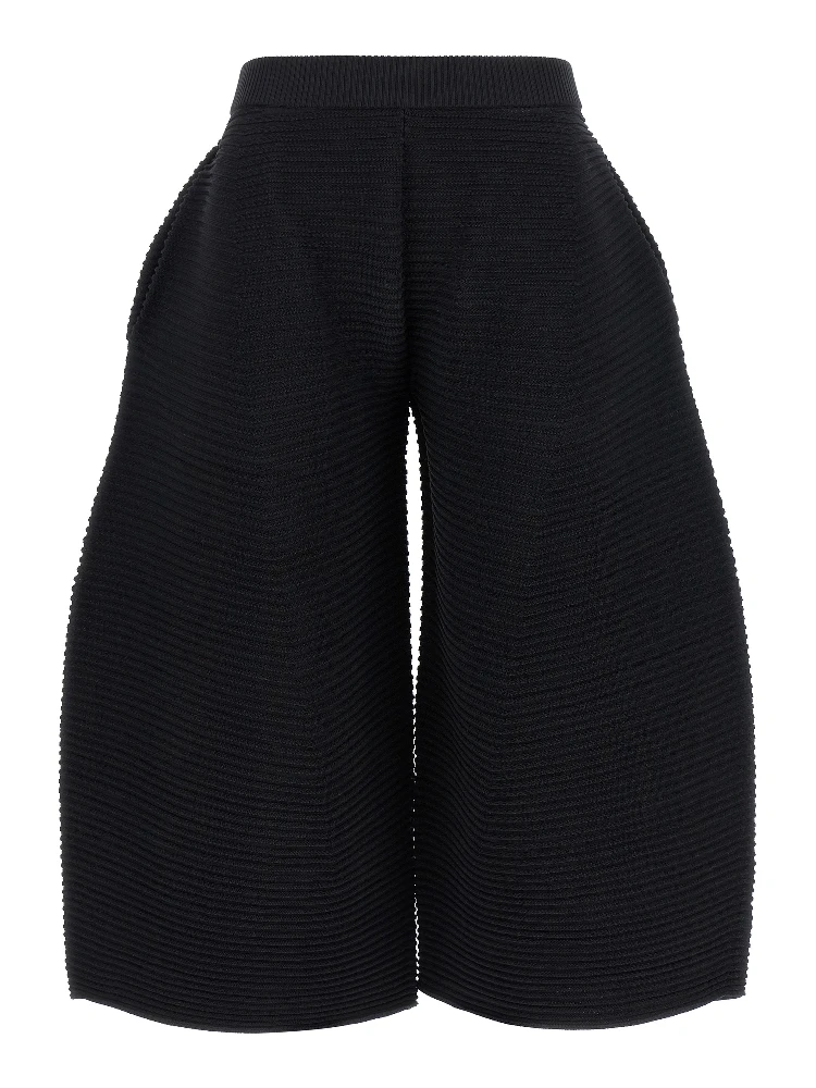 Black Polyester Cropped Pants