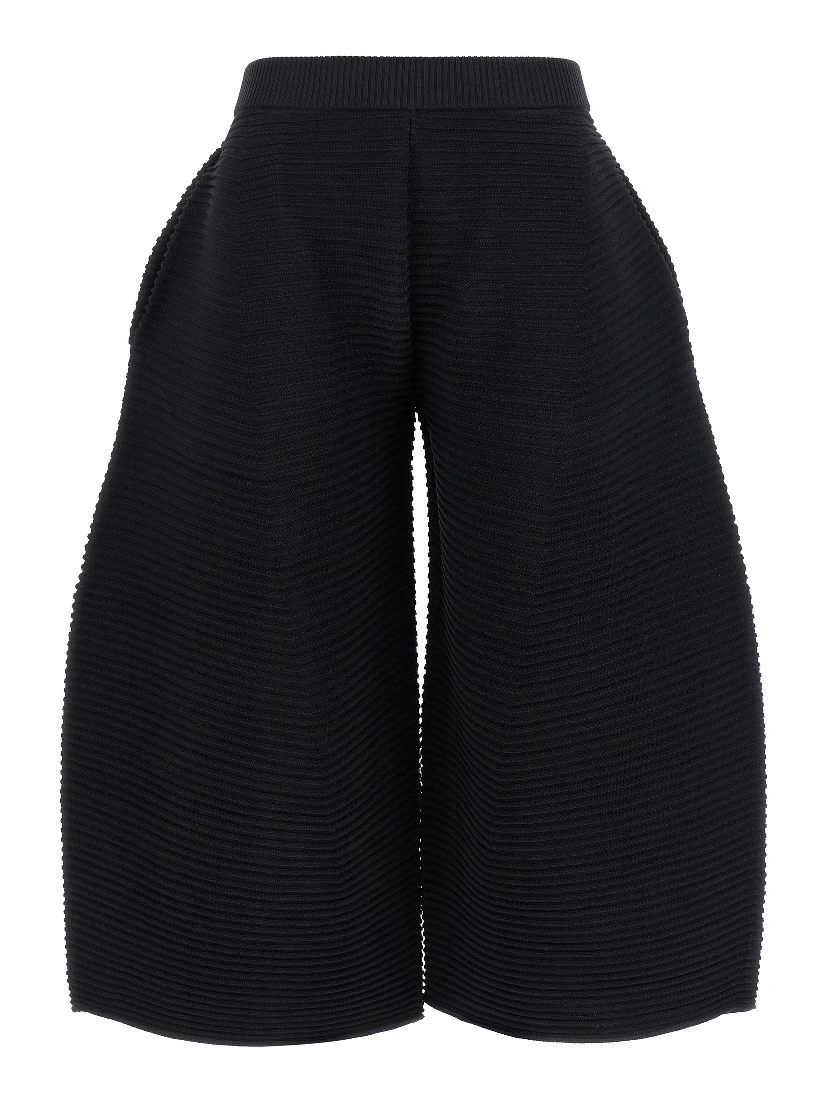 Black Polyester Cropped Pants