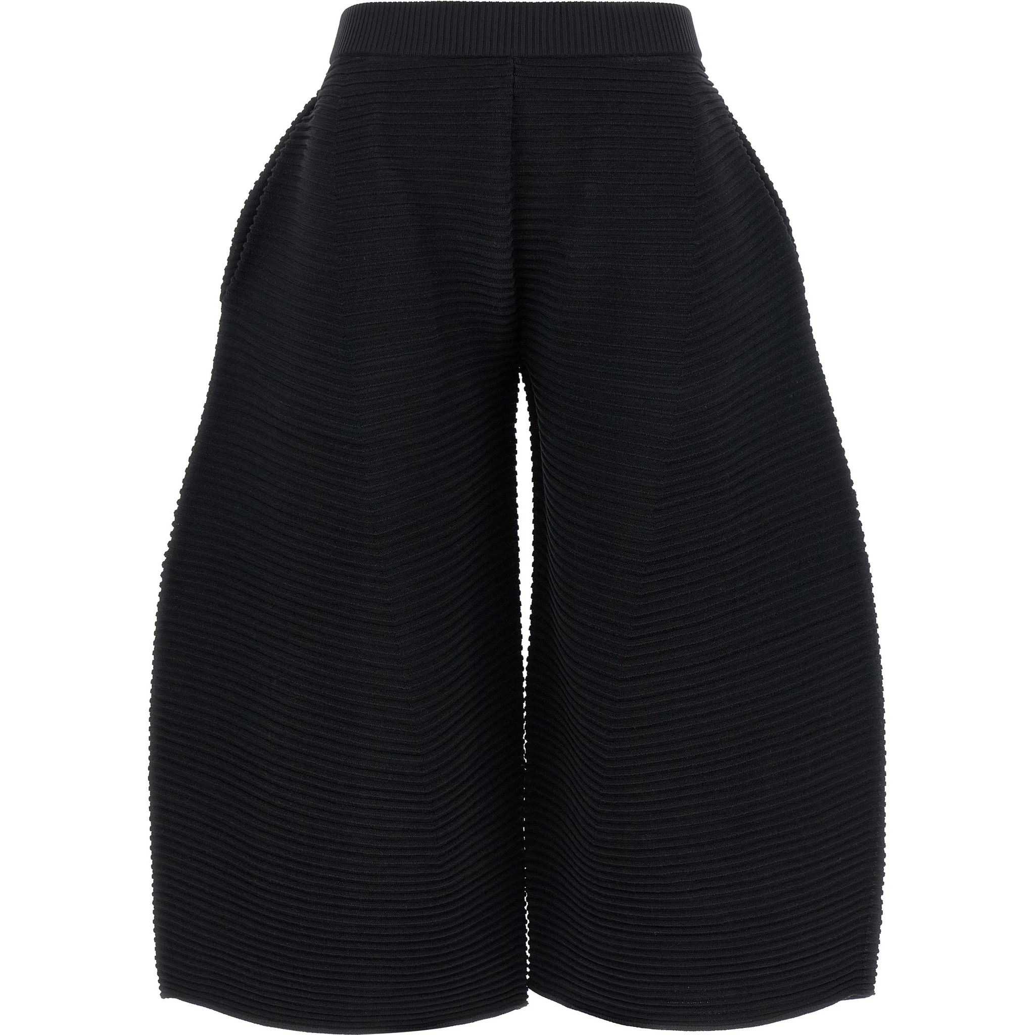 Black Polyester Cropped Pants