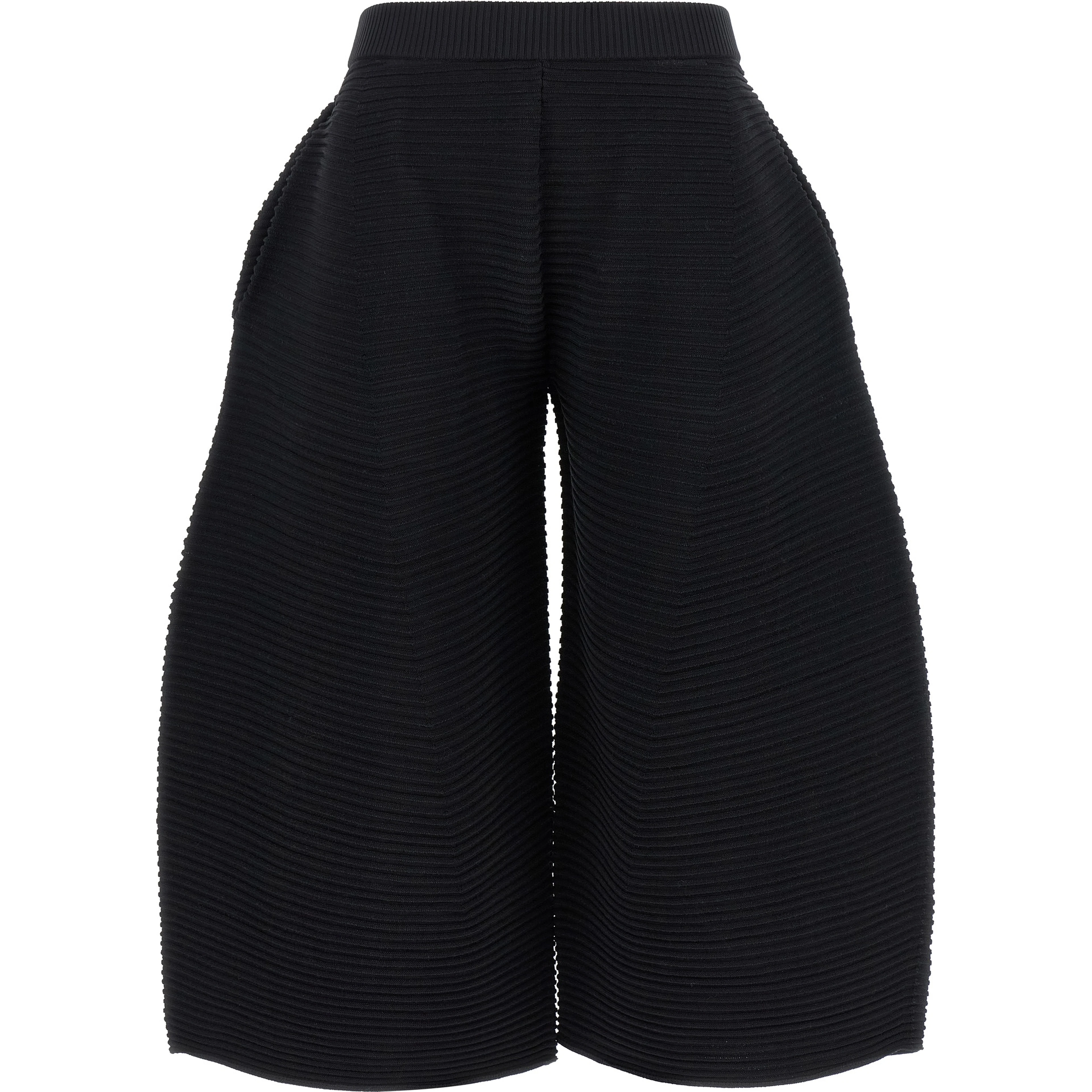 Black Polyester Cropped Pants