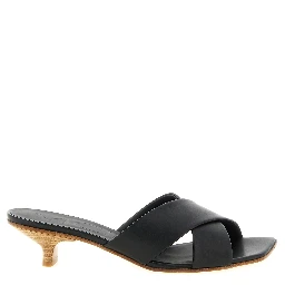 Black Calfskin Mid Heel Pumps