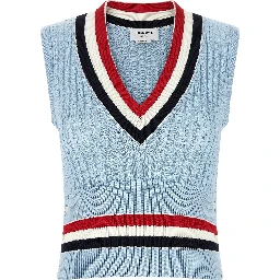 Blue Cotton Sleeveless Jacket