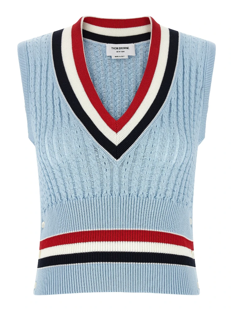 Blue Cotton Sleeveless Jacket