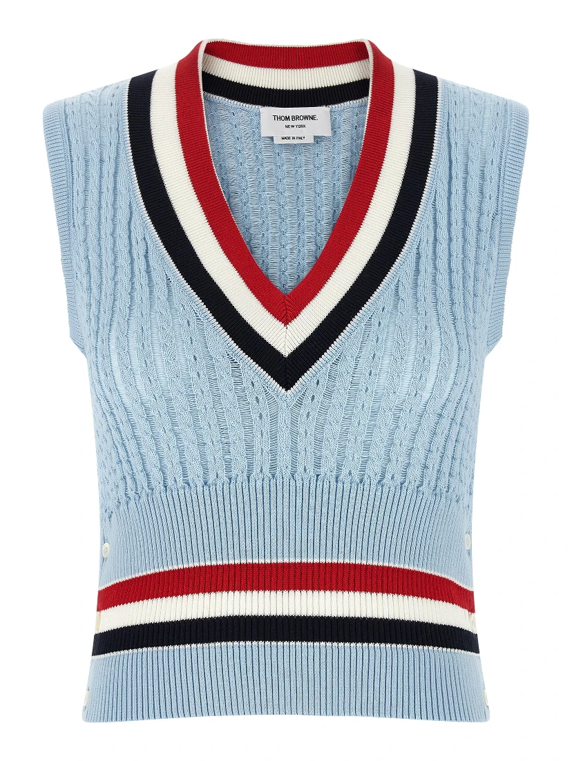 Blue Cotton Sleeveless Jacket