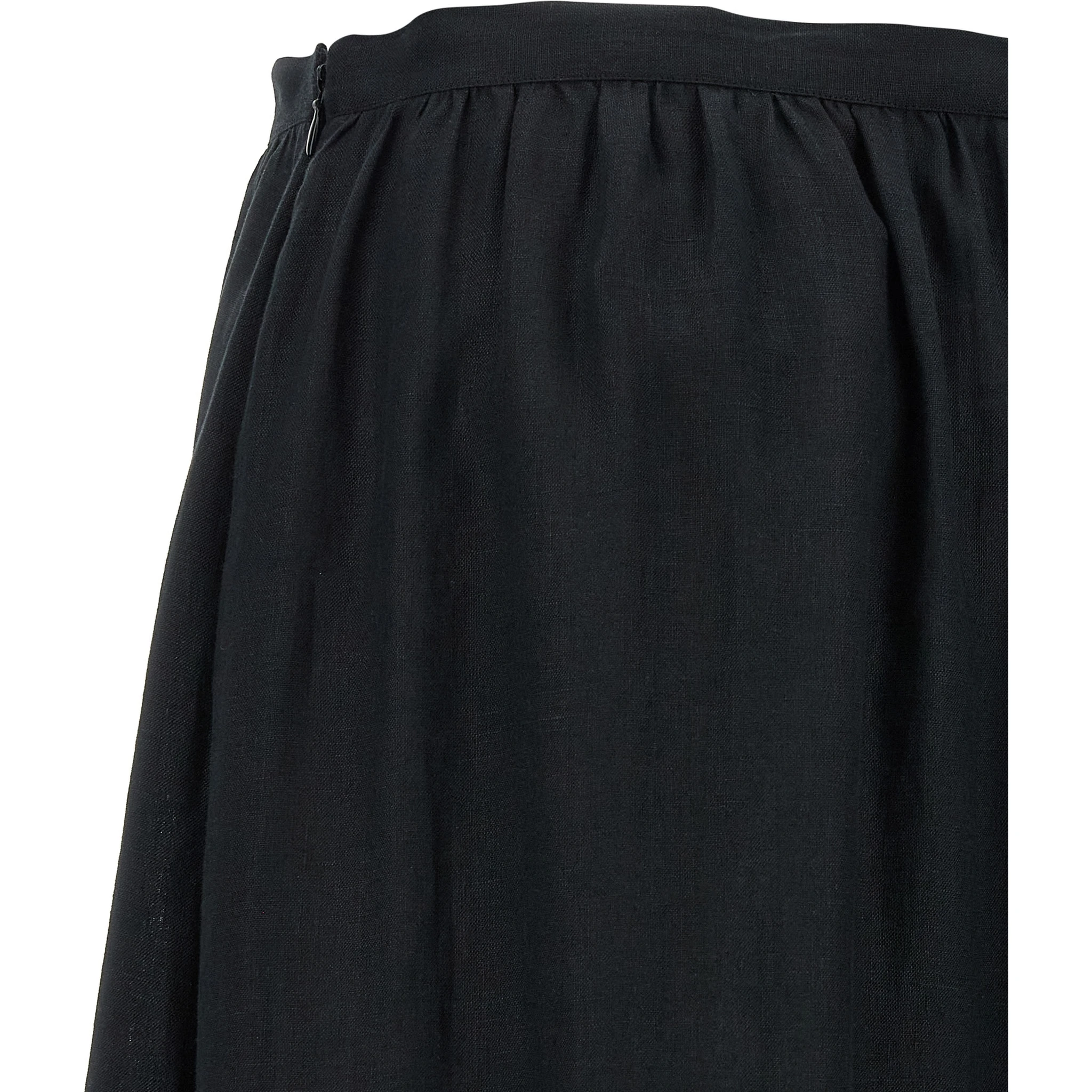 Black Linen Mini Skirt