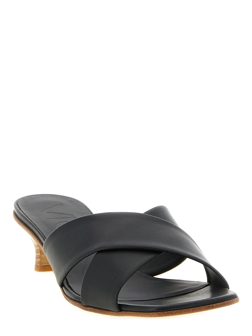 Black Calfskin Mid Heel Pumps