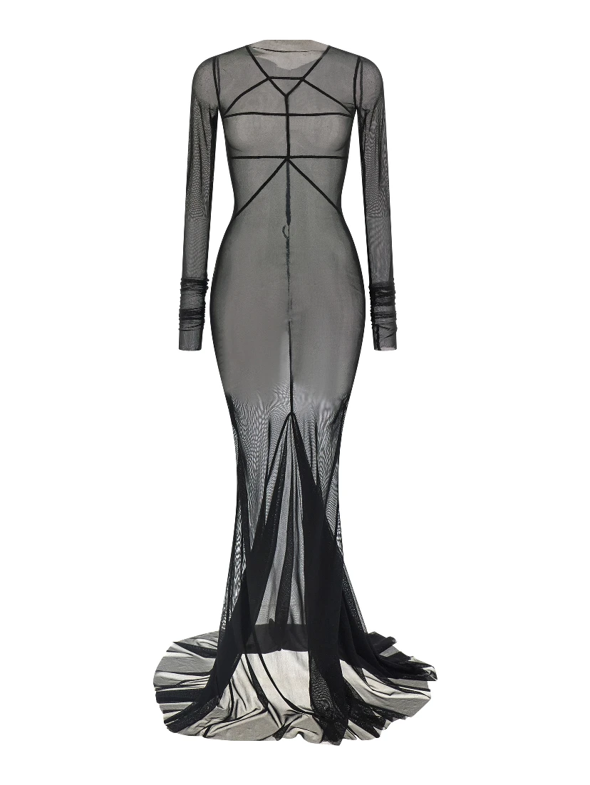 Black Nylon Long Dress