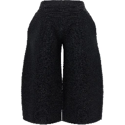 Black Polyester Cropped Pants