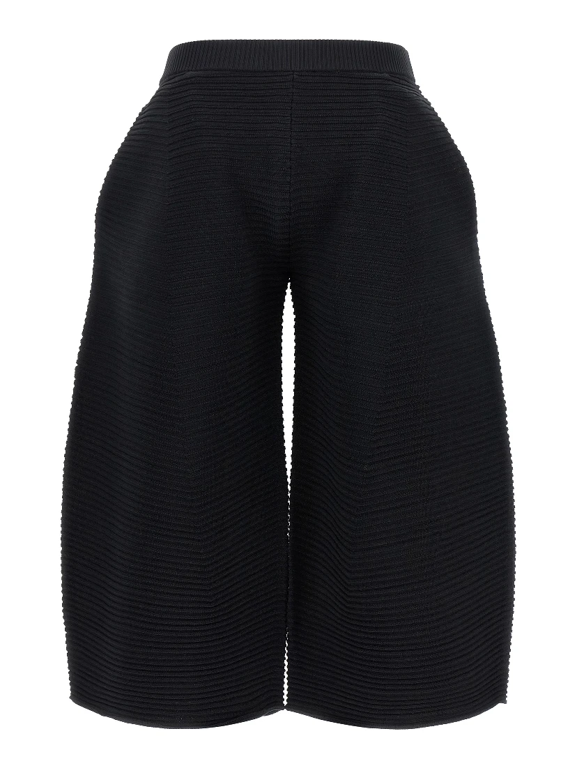 Black Polyester Cropped Pants