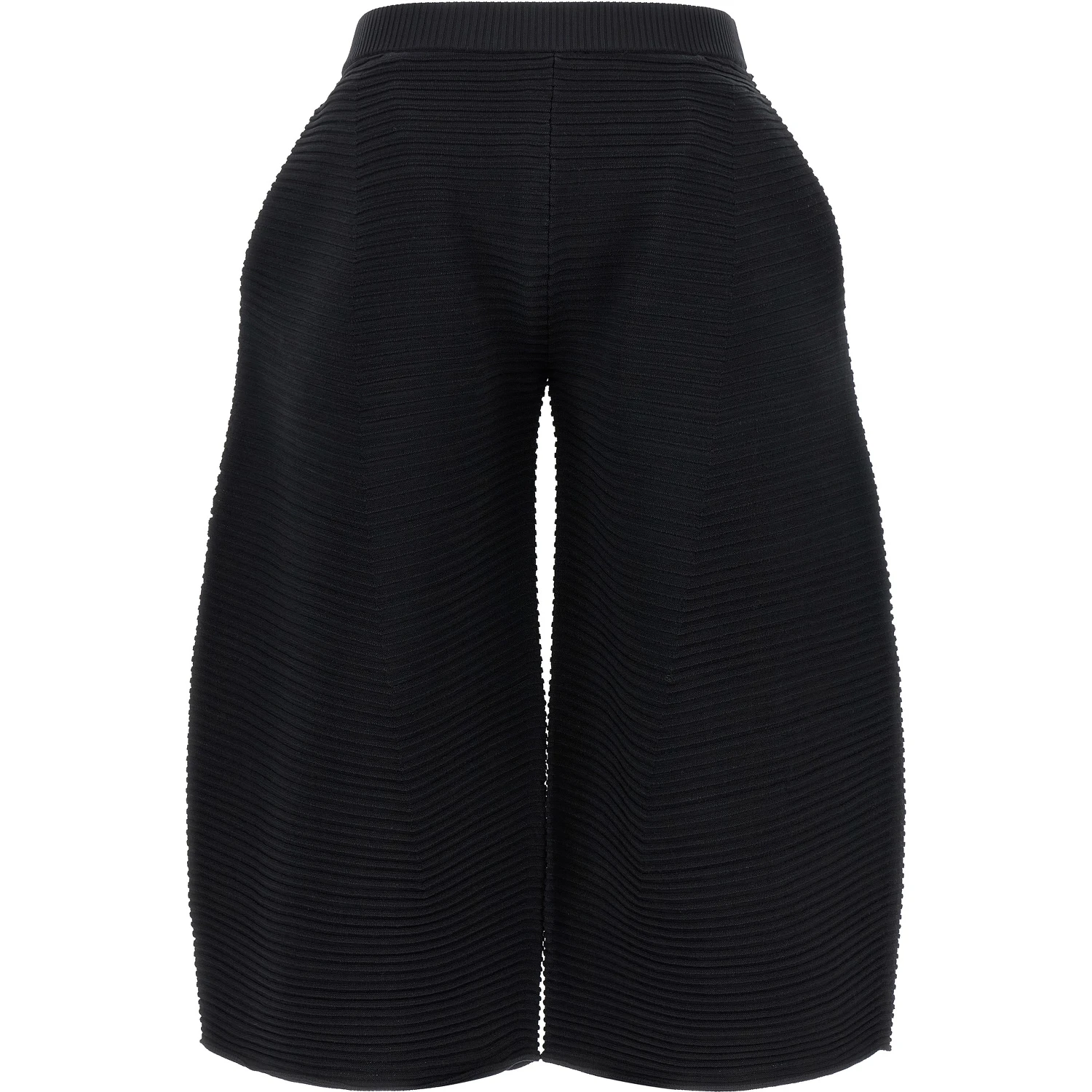 Black Polyester Cropped Pants