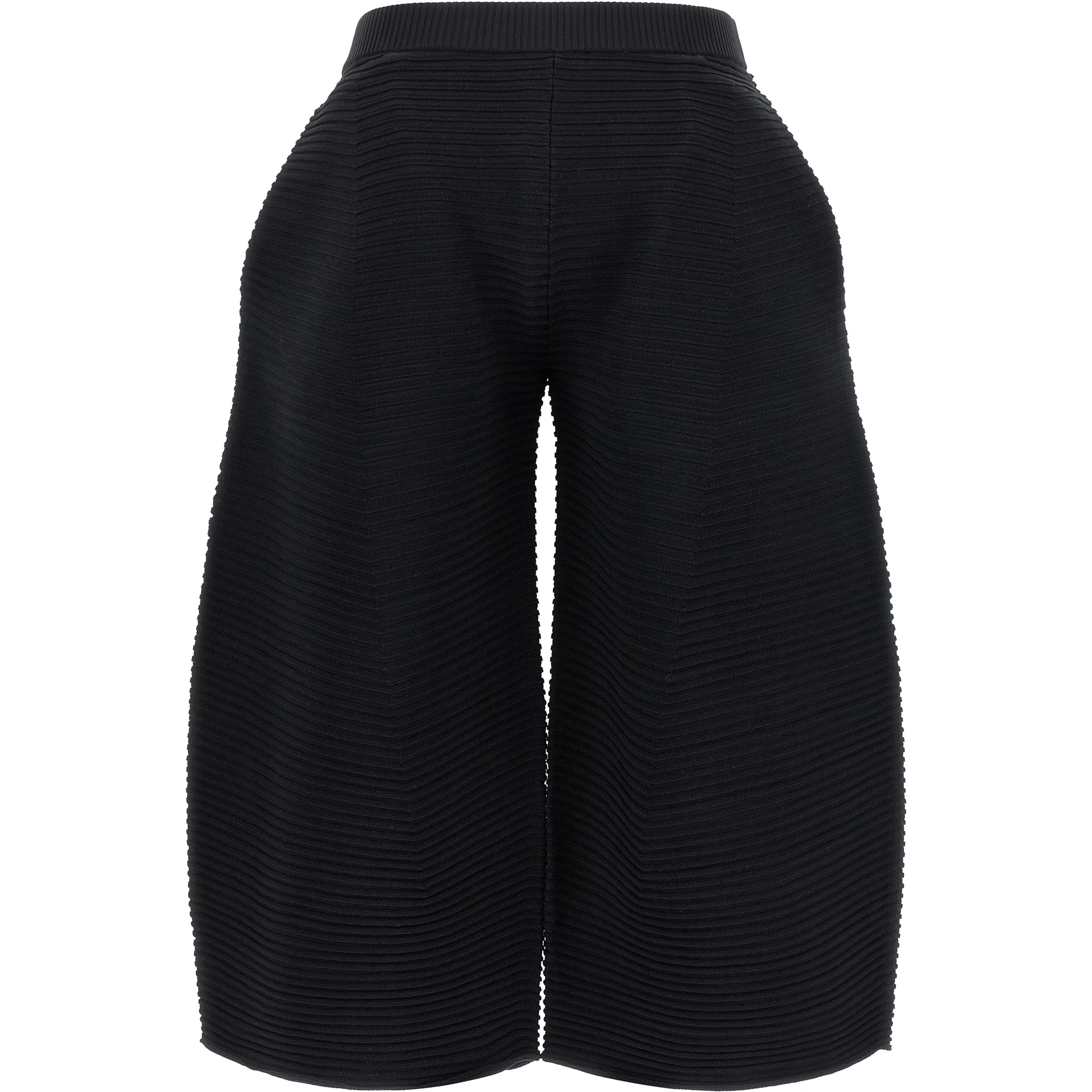 Black Polyester Cropped Pants