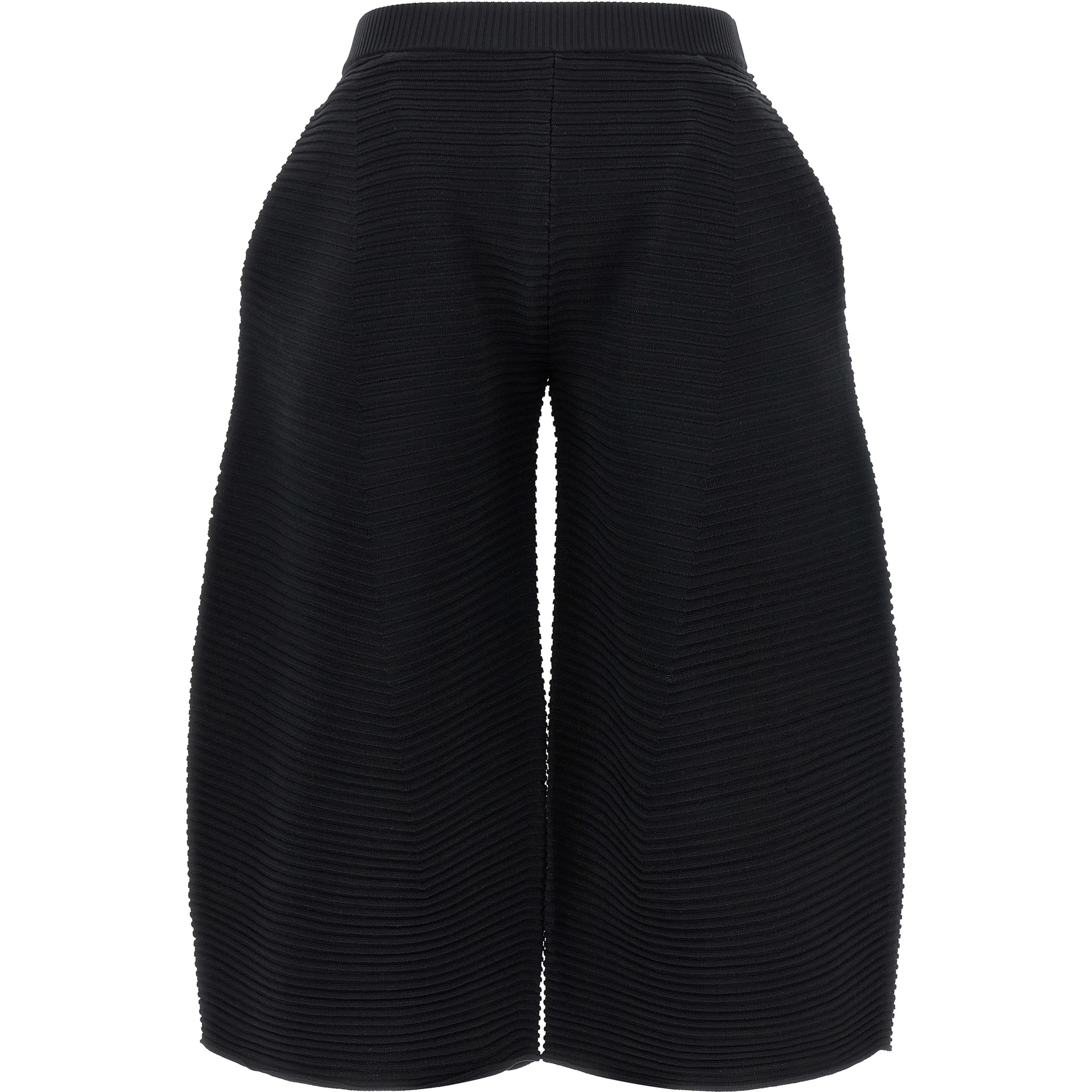 Black Polyester Cropped Pants