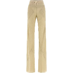 Beige Silk Flared Pants