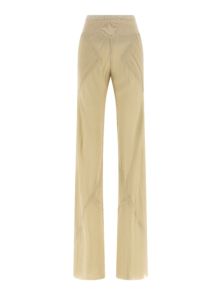 Beige Silk Flared Pants
