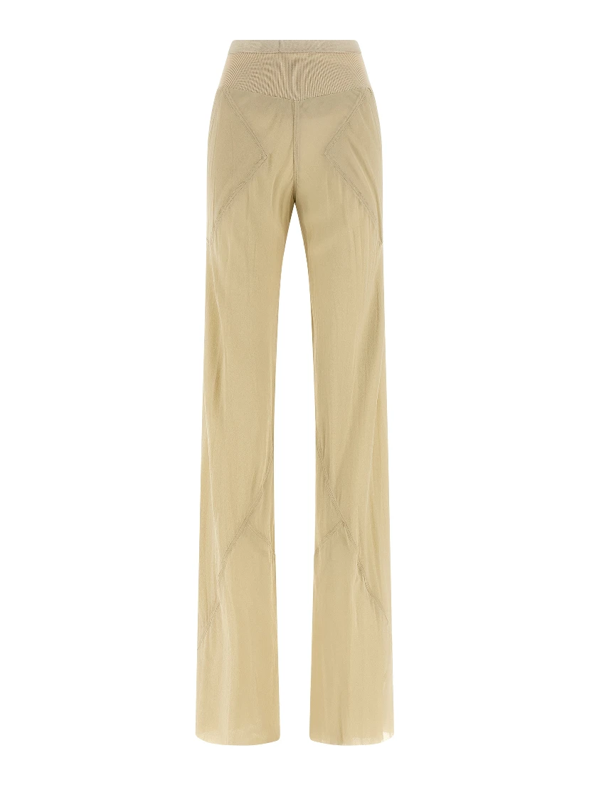 Beige Silk Flared Pants
