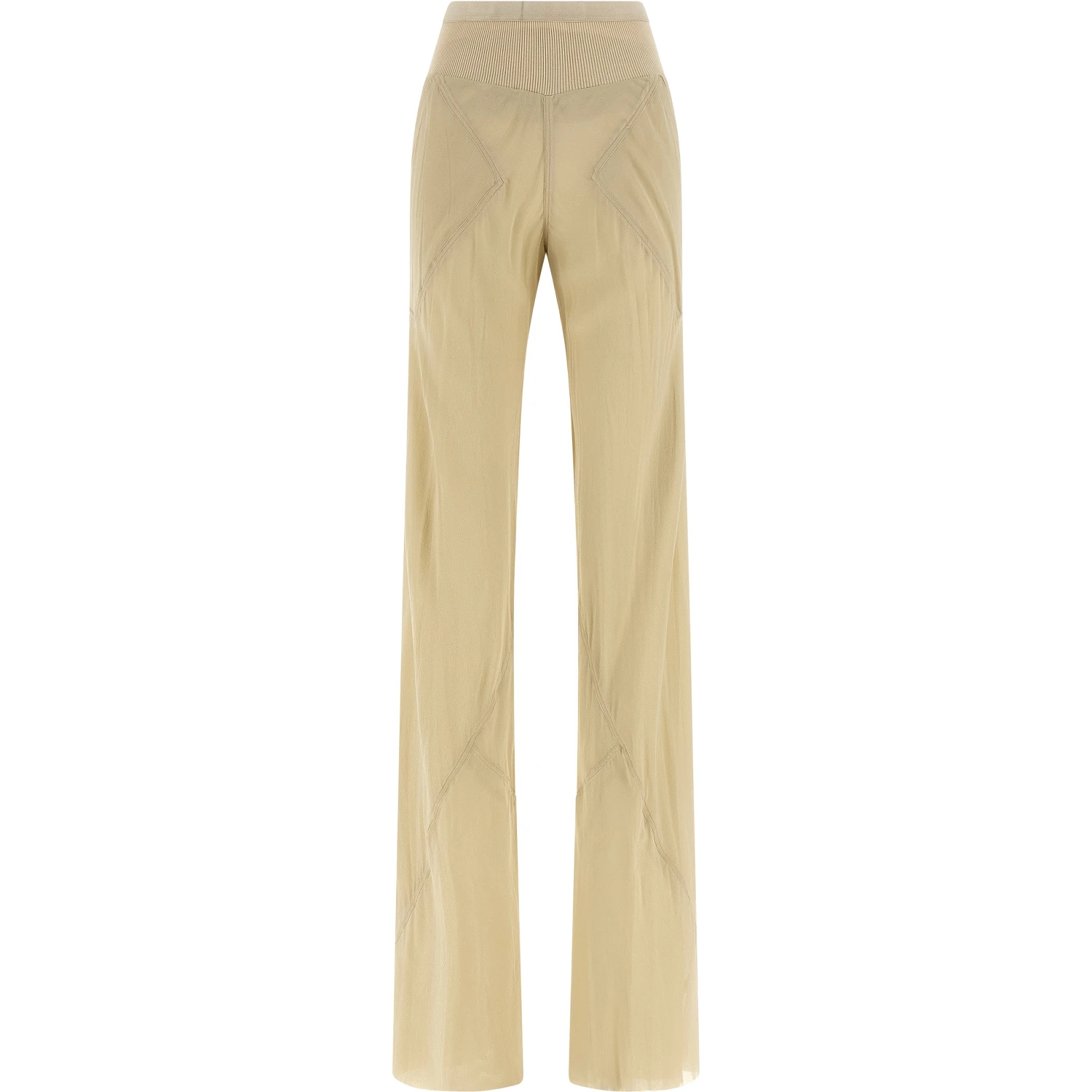Beige Silk Flared Pants
