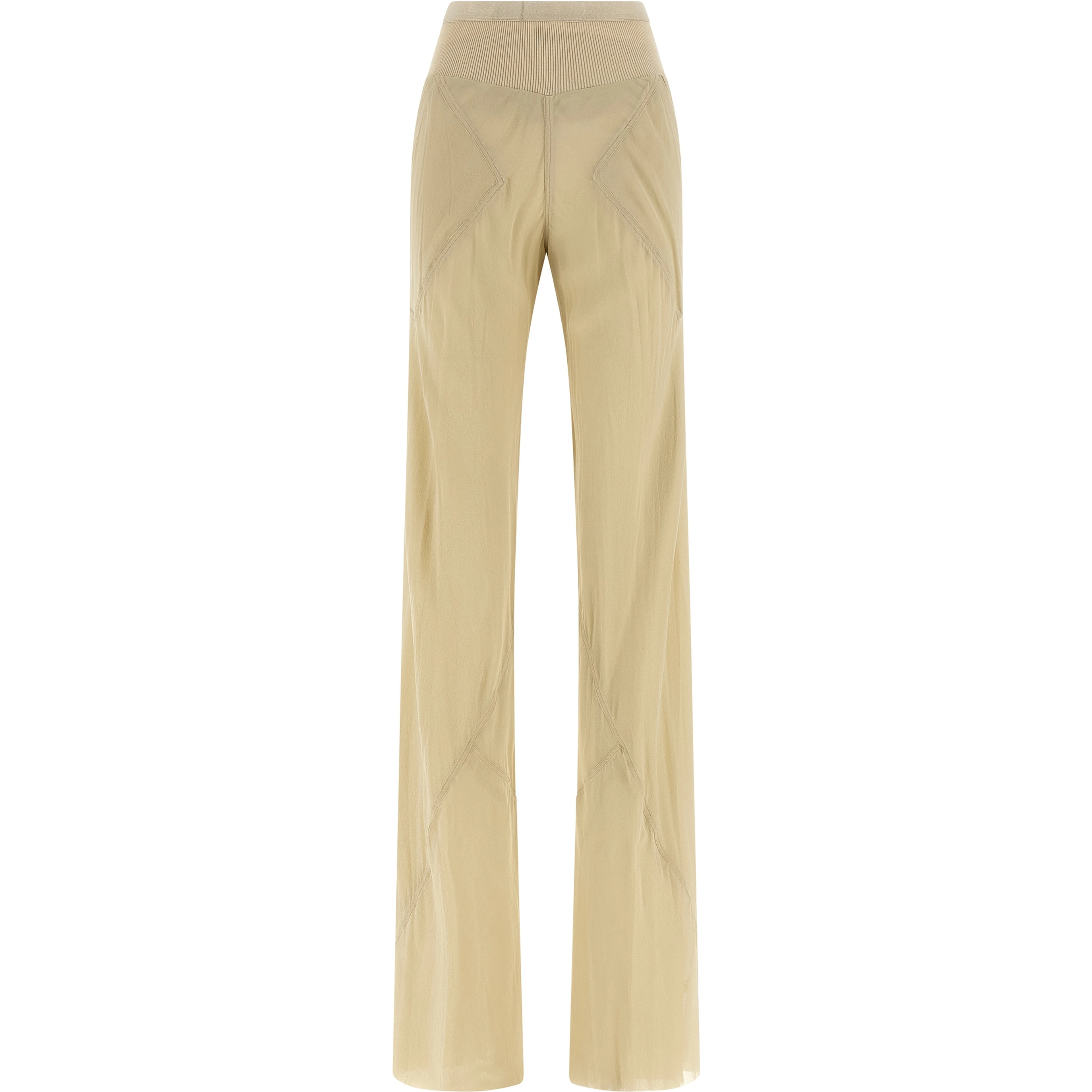 Beige Silk Flared Pants