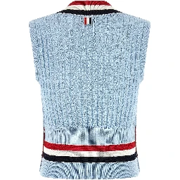 Blue Cotton Sleeveless Jacket