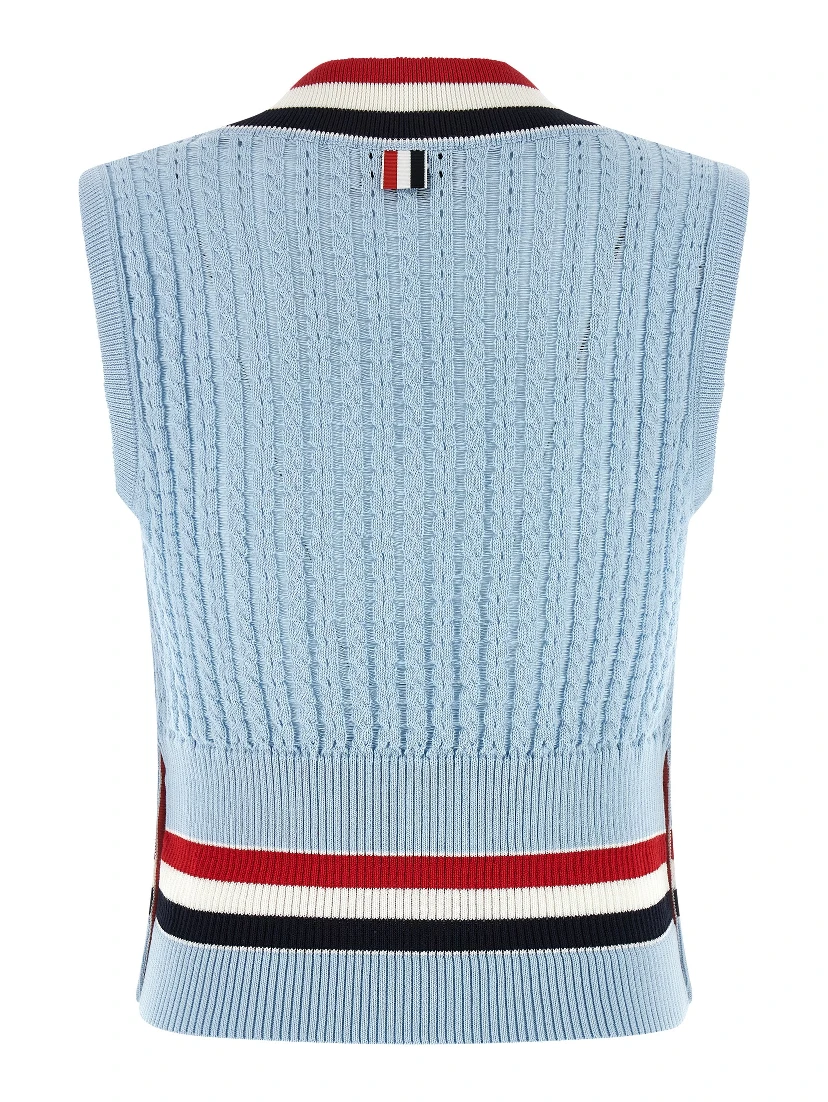 Blue Cotton Sleeveless Jacket