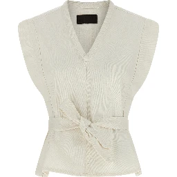 White Cotton Sleeveless Jacket
