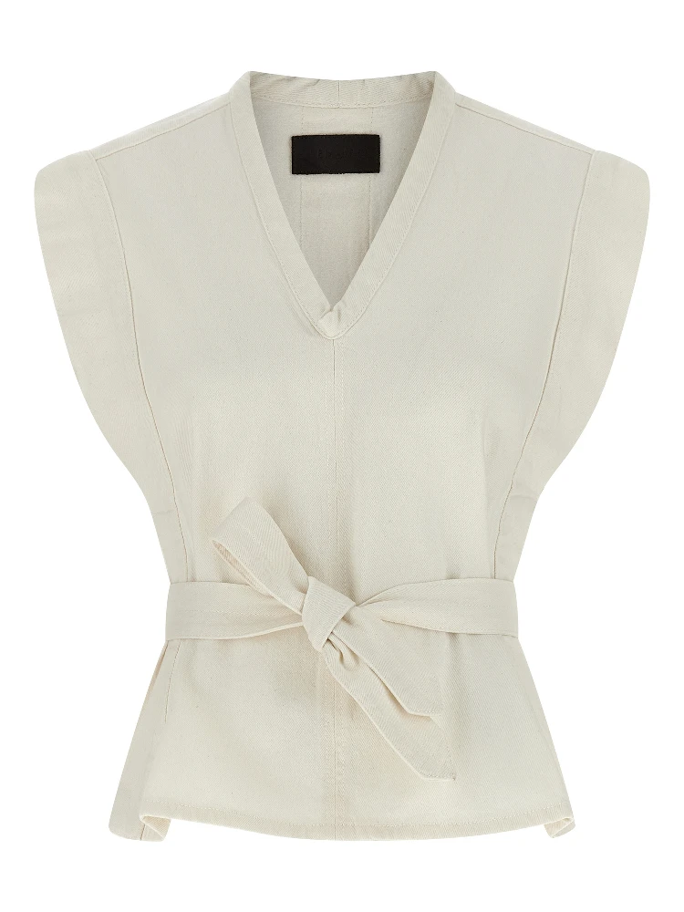 White Cotton Sleeveless Jacket