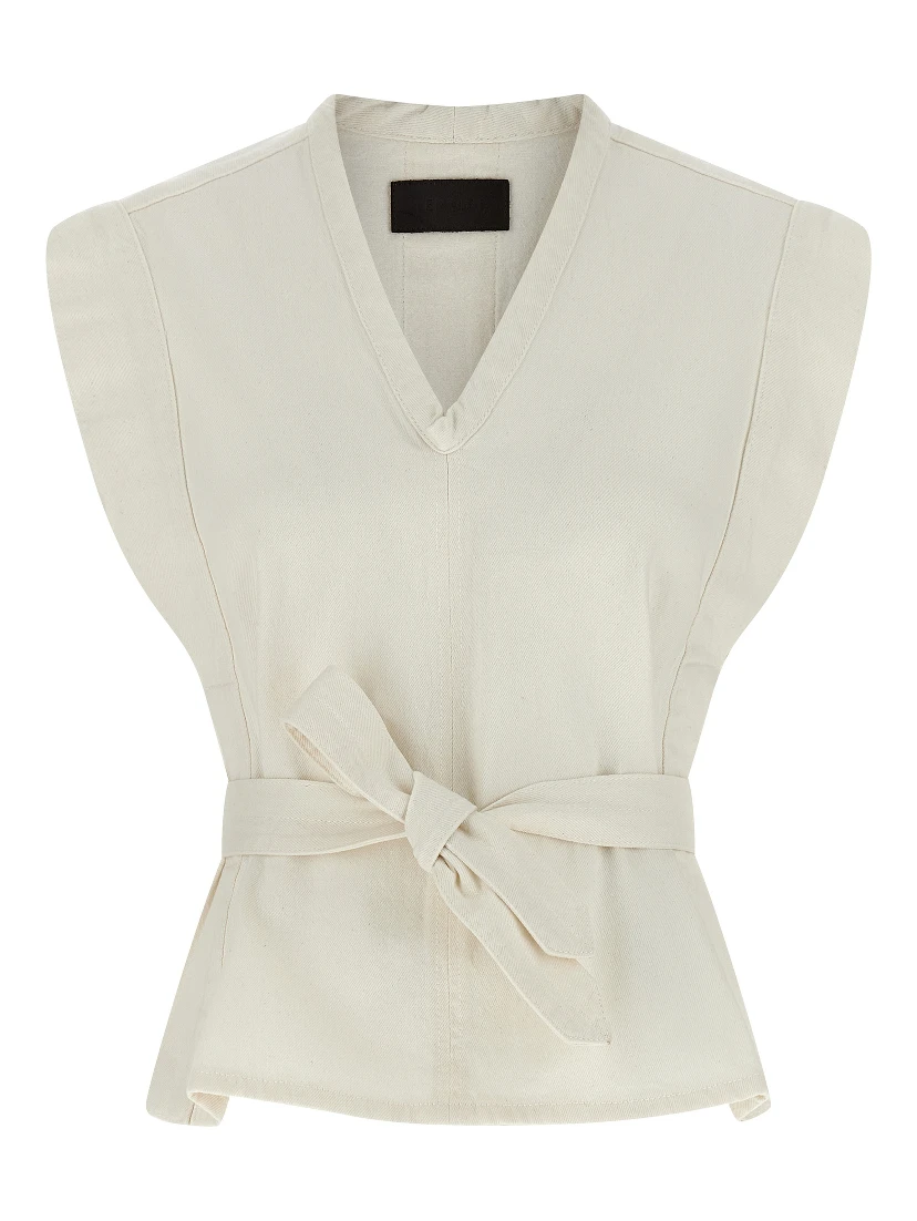 White Cotton Sleeveless Jacket