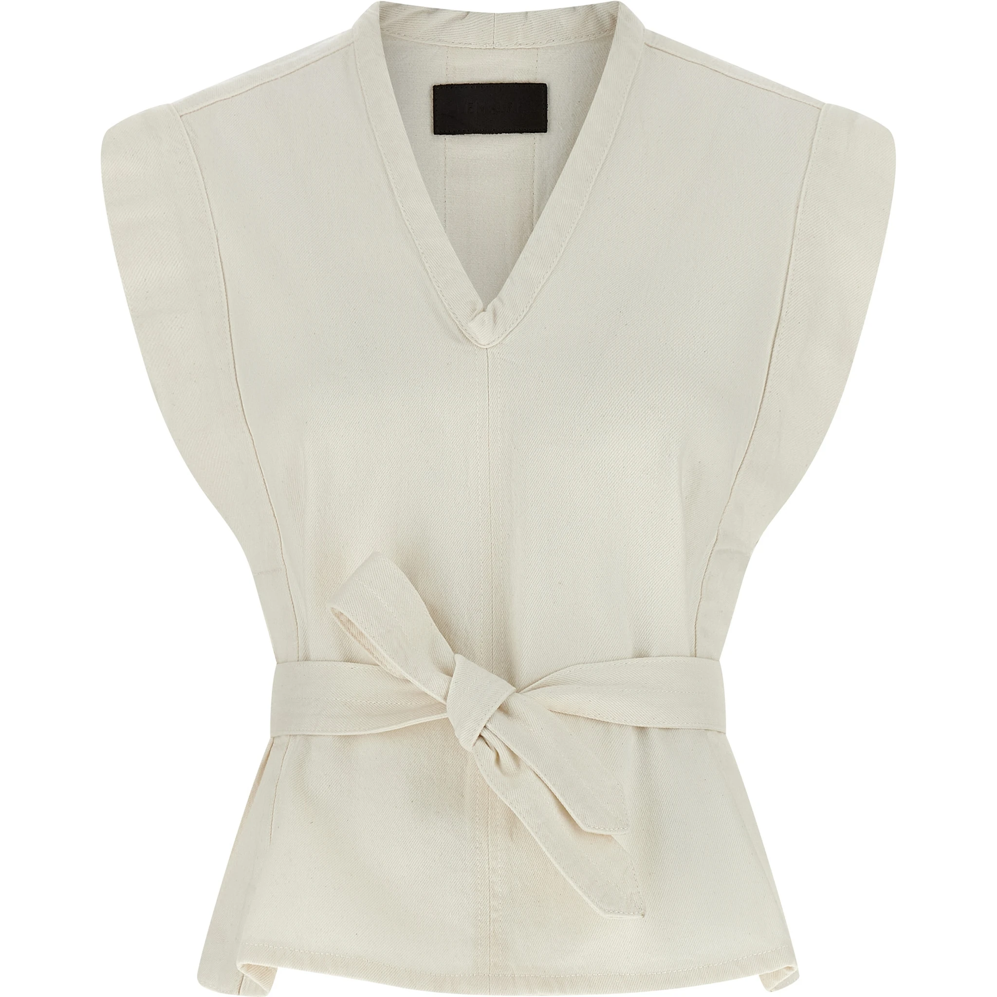 White Cotton Sleeveless Jacket