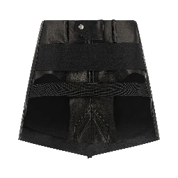 Black Calfskin Long Skirt