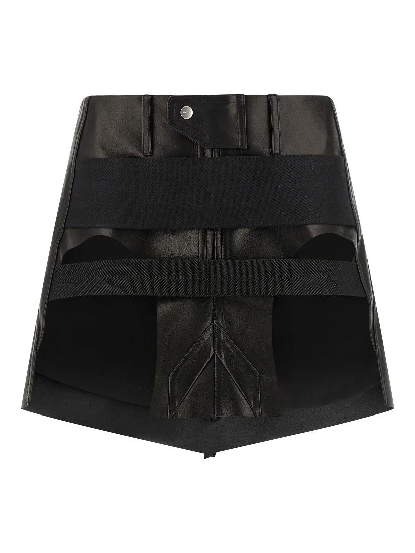Black Calfskin Long Skirt