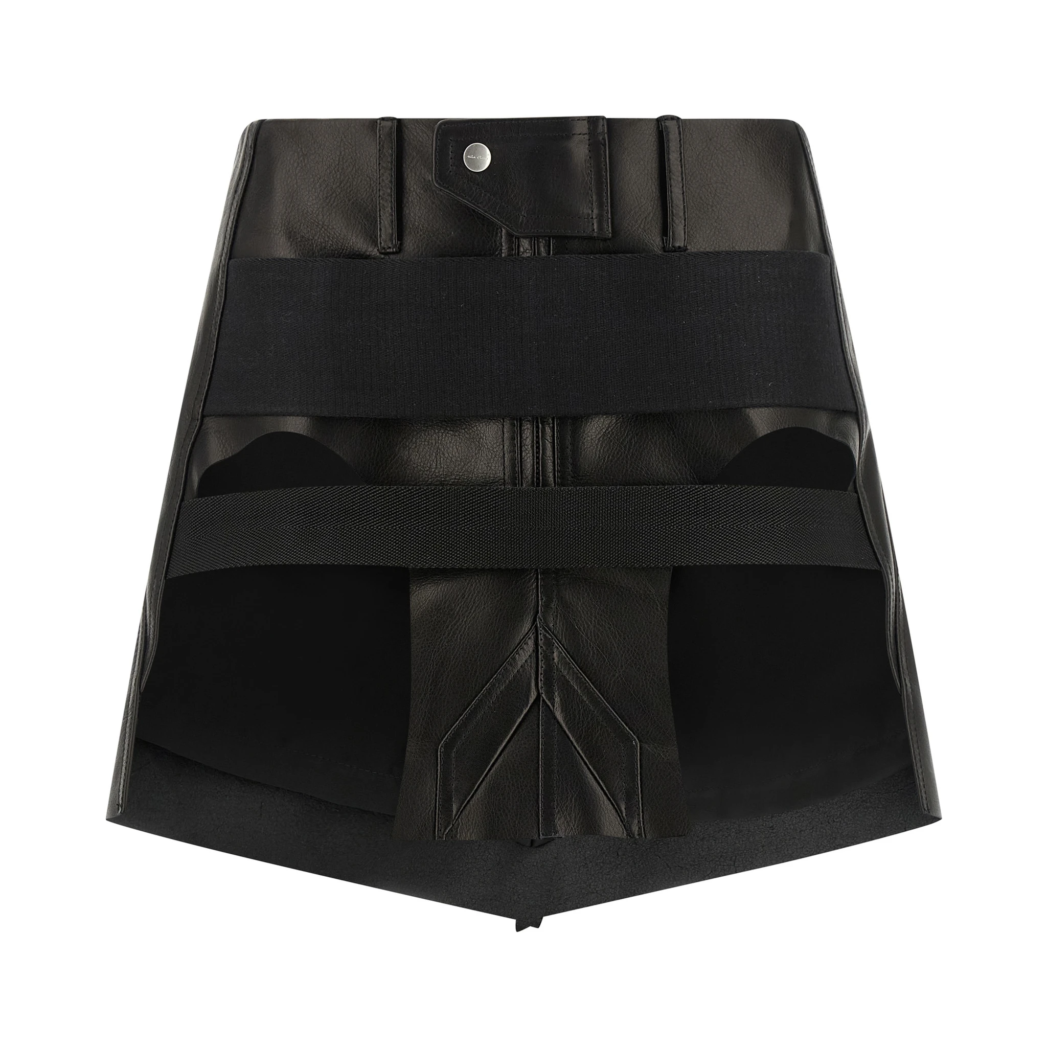 Black Calfskin Long Skirt