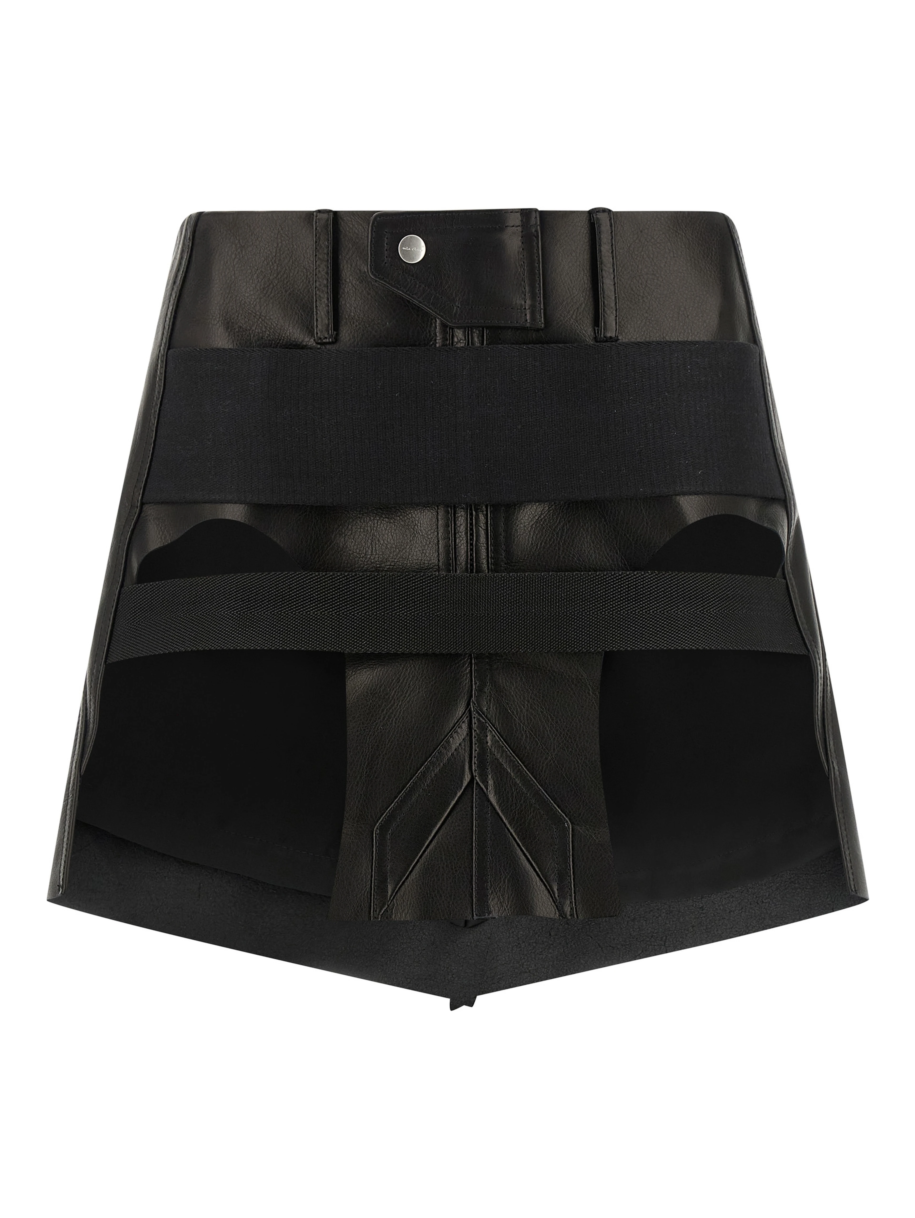 Black Calfskin Long Skirt