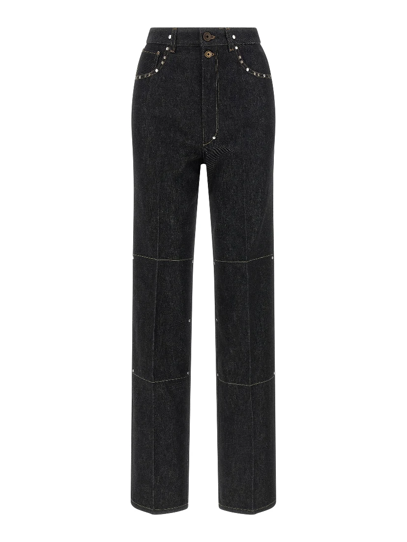 Black Cotton High-Waisted Jean