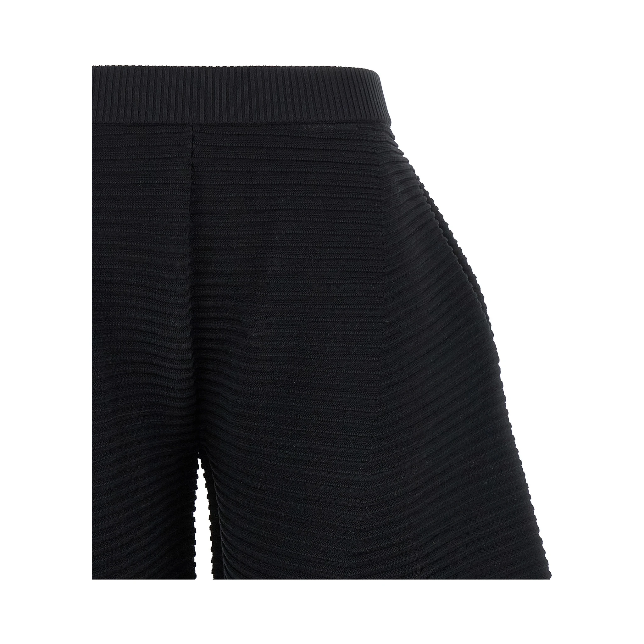 Black Polyester Cropped Pants