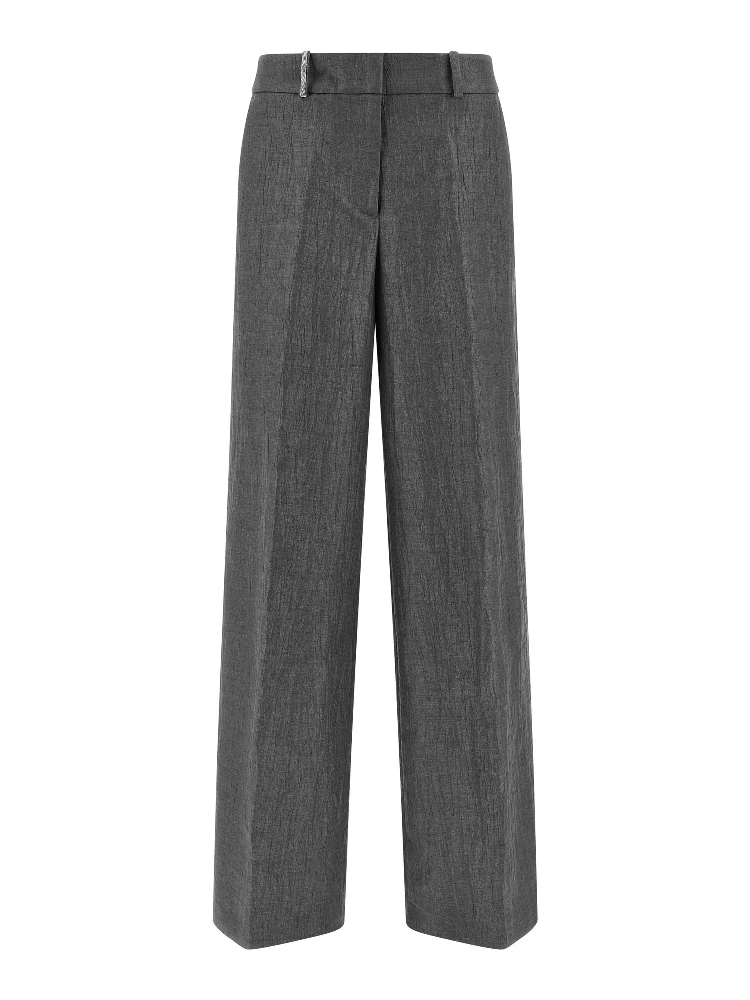 Gray Linen Casual Pants