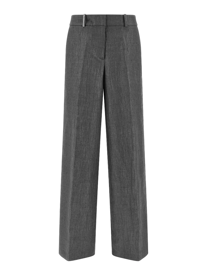 Gray Linen Casual Pants
