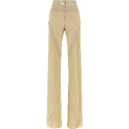 Beige Silk Flared Pants