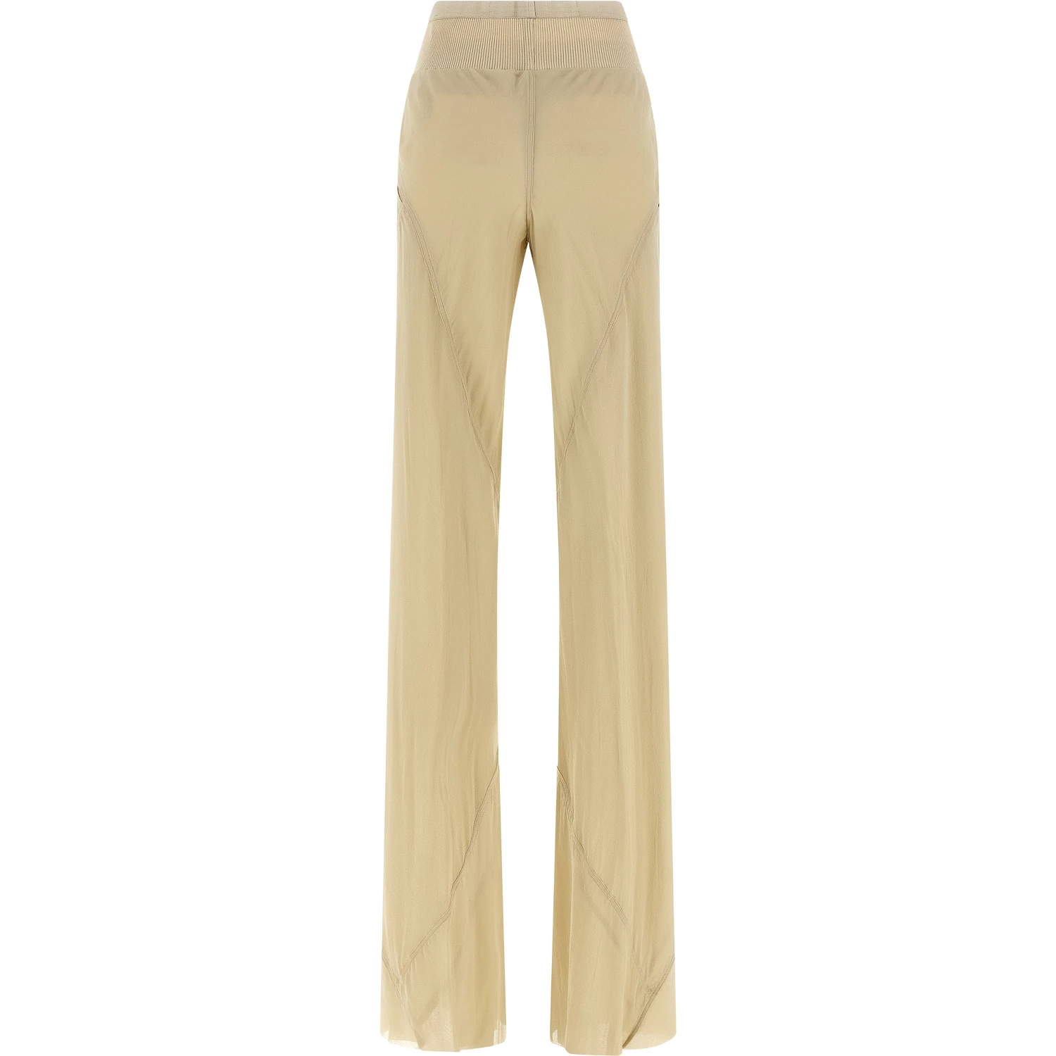 Beige Silk Flared Pants