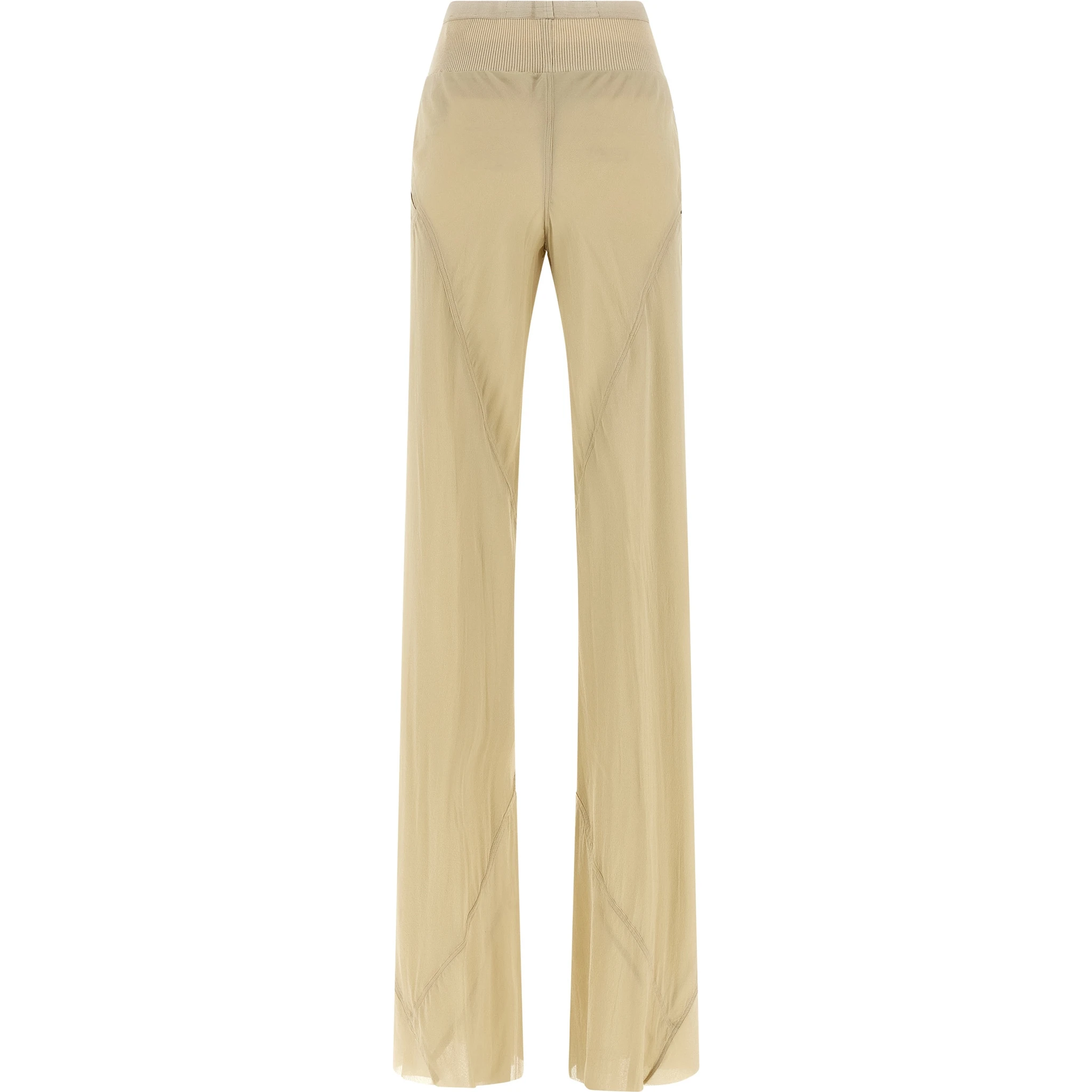 Beige Silk Flared Pants