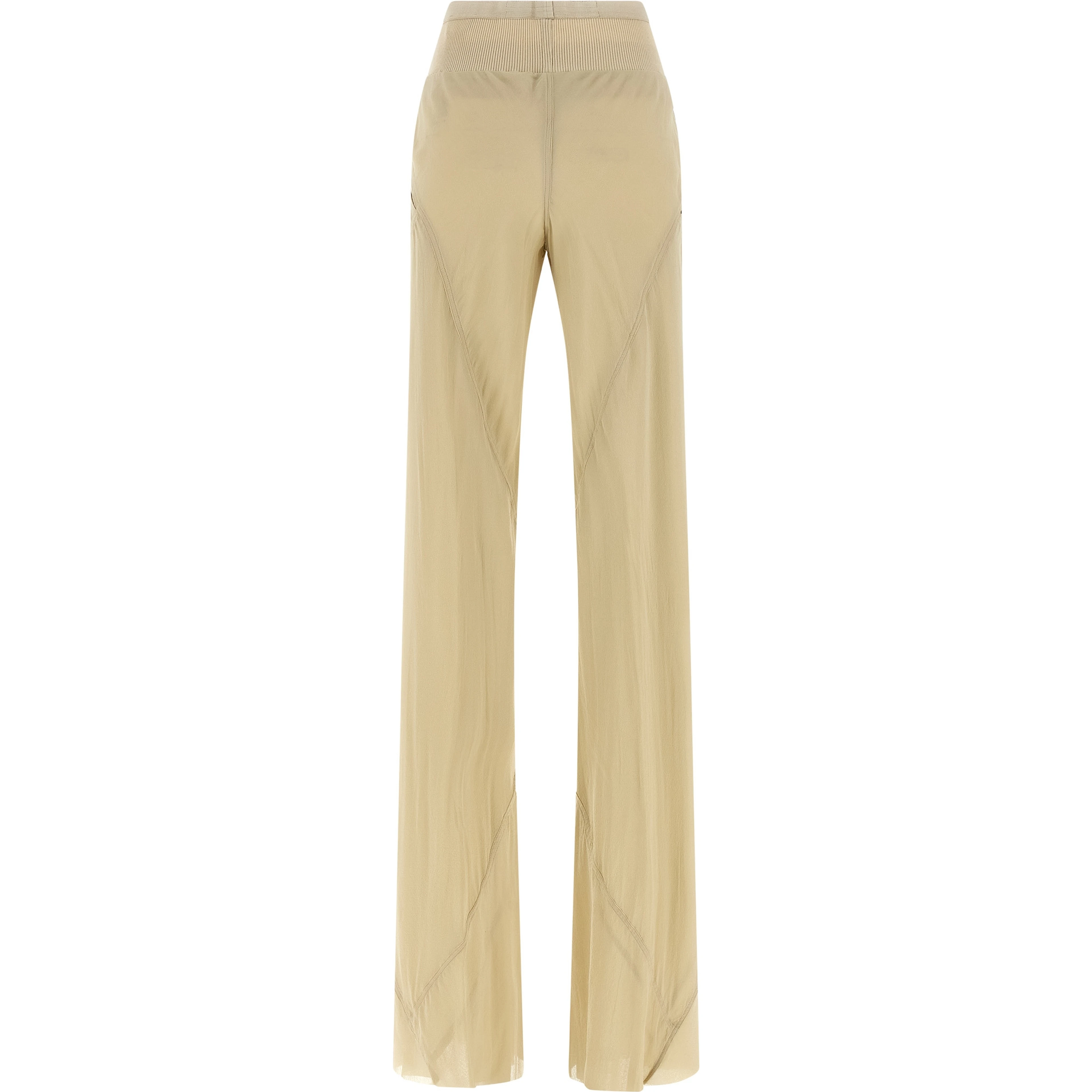 Beige Silk Flared Pants