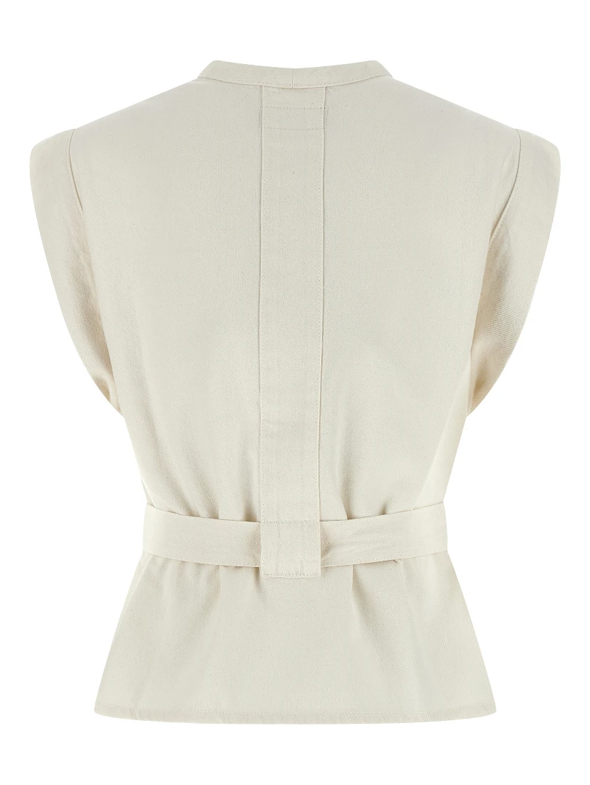 White Cotton Sleeveless Jacket