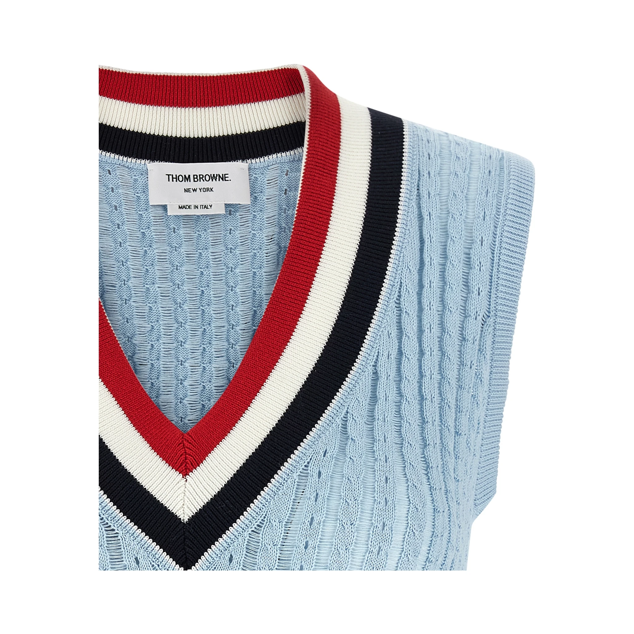 Blue Cotton Sleeveless Jacket